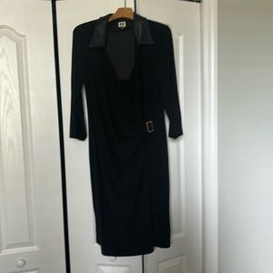 Black dress vegan leather trim